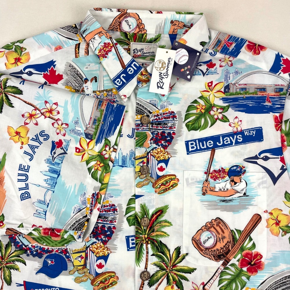 Reyn Spooner Toronto Blue Jays MLB Scenic Aloha Shirt Mens XL White B553912122
